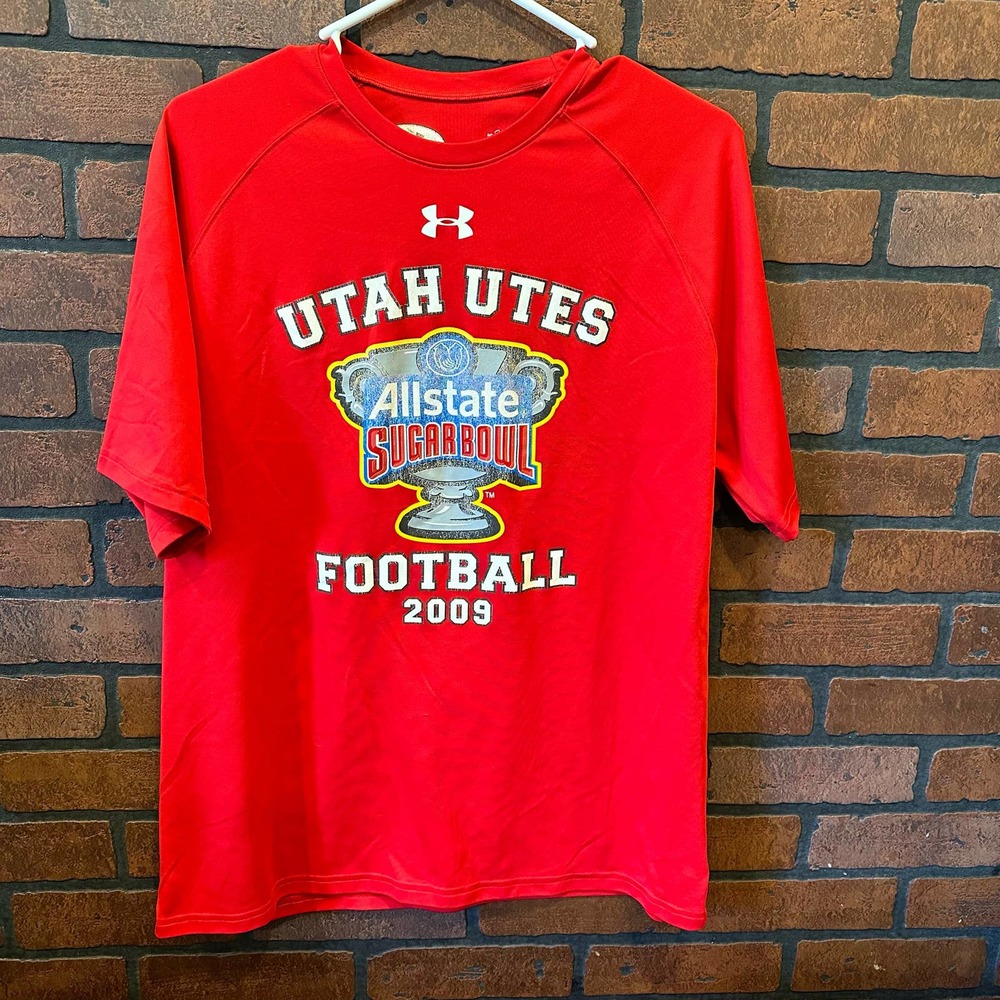 Utah Utes Football Under Armour Team Issue 2009 Sugar Bowl T-Shirt sz Mens Lg
